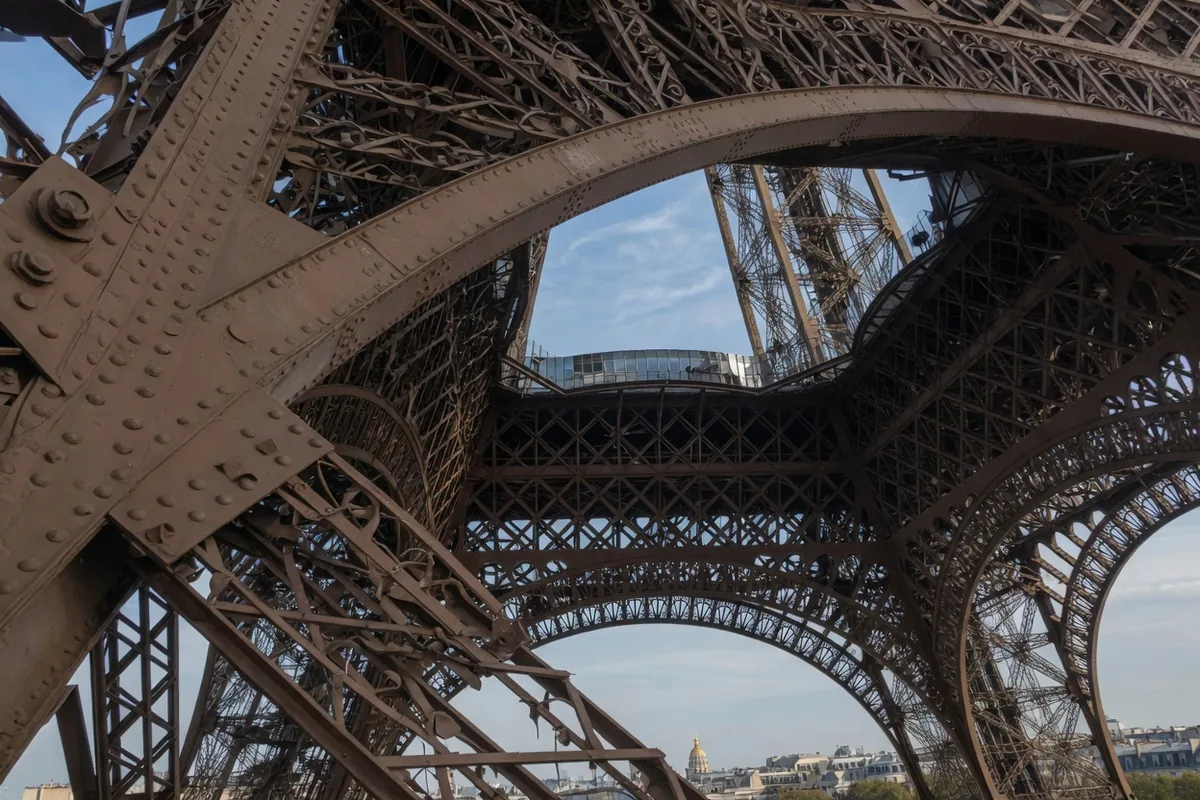 The Eiffel Tower — on the ground.